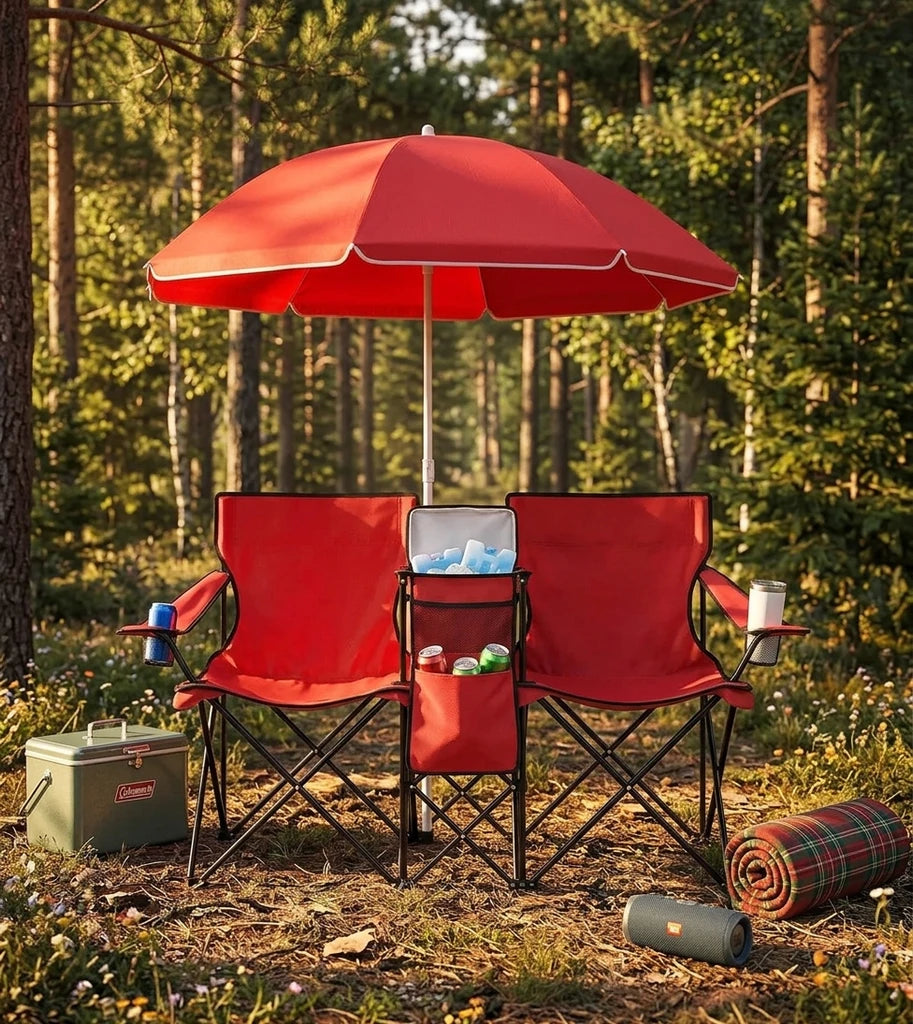 Nobilya | Chaise Double Pliable avec Parasol Intégré