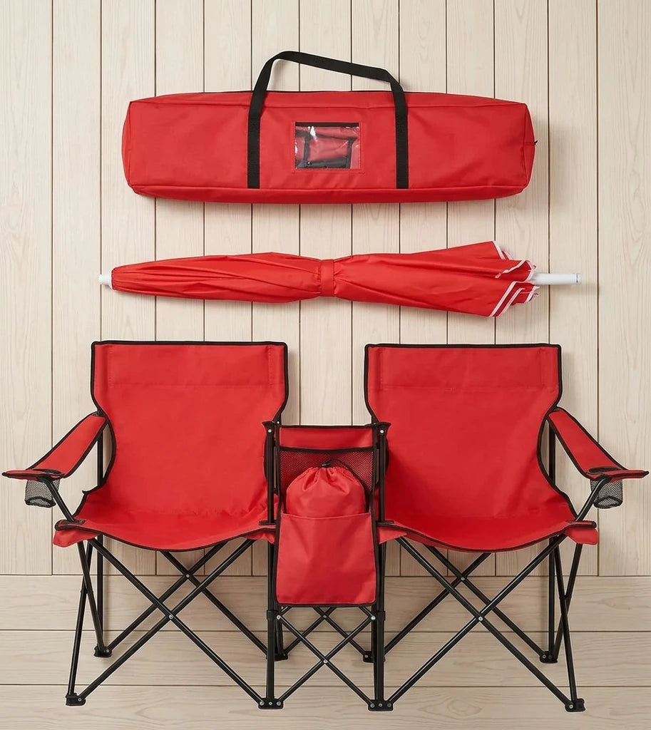 Nobilya | Chaise Double Pliable avec Parasol Intégré