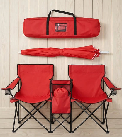 Nobilya DuoRelax| Chaise Double Pliable avec Parasol Intégré